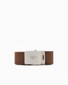 Emporio Armani Asv Black Blue Capsule Collection Webbing Belt In Beige