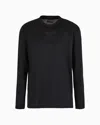 Emporio Armani Asv Clubwear Oversize Sweater In Lyocell-blend Jersey With Rhinestone Patch In Black