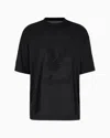 Emporio Armani Asv Clubwear Oversize T-shirt In Lyocell-blend Jersey With Rhinestone Patch And Embroidery In Black