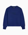 Emporio Armani Asv Double-jersey Crew-neck Sweatshirt With Logo Embroidery In Blue