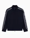 Emporio Armani Asv Double-jersey Full-zip Sweatshirt With Logo Stripe