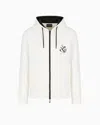 Emporio Armani Double-jersey Hooded Zip Sweatshirt With Lunar New Year Embroidery In White