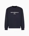 Emporio Armani Double-jersey Sweatshirt With Logo Embroidery In Navy_blue