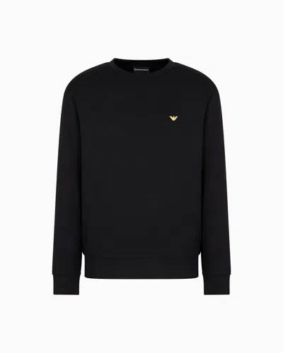 Emporio Armani Double-jersey Sweatshirt With Lunar New Year Embroidery In Black