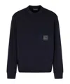 Emporio Armani Asv Double-jersey Sweatshirt With Pocket And Logo Patch In Blue