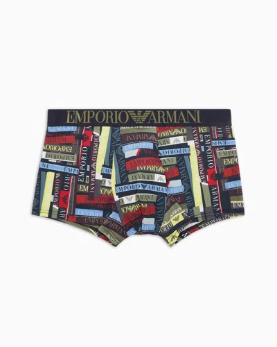 Emporio Armani Asv Eng Anliegende Boxershorts Aus Recycelter Mikrofaser Mit Allover-print In Multi