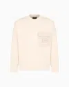 Emporio Armani French Terry Jersey Sweatshirt With Padded Pocket And Logo Patch In Beige