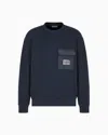 Emporio Armani French Terry Jersey Sweatshirt With Padded Pocket And Logo Patch In Navy_blue