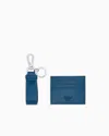 Emporio Armani Asv Gift Box With Regenerated Saffiano Keyring And Card Holder In Blue