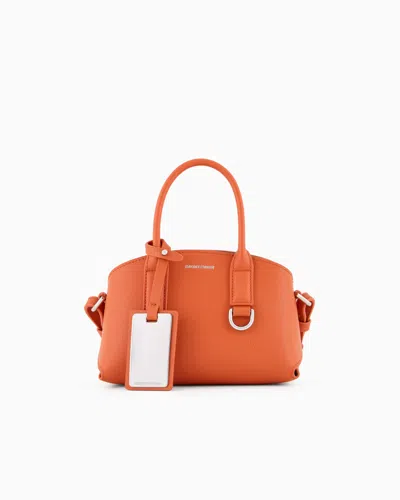 Emporio Armani Asv Icon Regenerated Leather Small Handbag In Orange