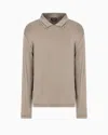 Emporio Armani Asv Icon Stretch-lyocell-poloshirt In Rippstrick-verarbeitung In Beige