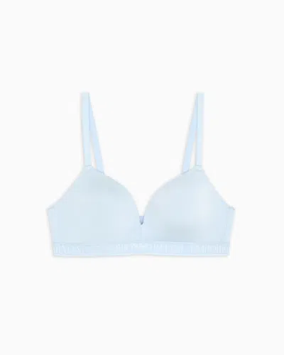 Emporio Armani Asv Iconic Padded Triangle Bra In Recycled Microfibre