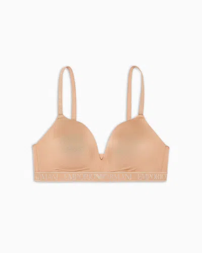 Emporio Armani Asv Iconic Padded Triangle Bra In Recycled Microfibre