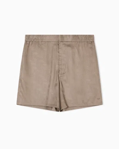 Emporio Armani Asv Jacquard Lyocell Bermuda Shorts In Brown