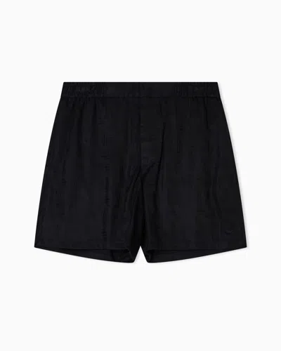 Emporio Armani Asv Jacquard Lyocell Bermuda Shorts In Black
