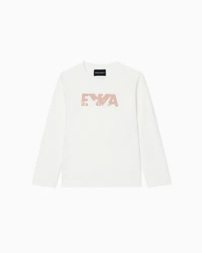 Emporio Armani Kids' Asv Jersey Jumper With Laser-cut Flocked Ea Logo