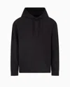 Emporio Armani Asv Jersey-lyocell Blend Hooded Sweatshirt With All-over Lettering In Black