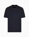 Emporio Armani Asv Jersey-lyocell Blend T-shirt With  Embroidery In Navy Blue