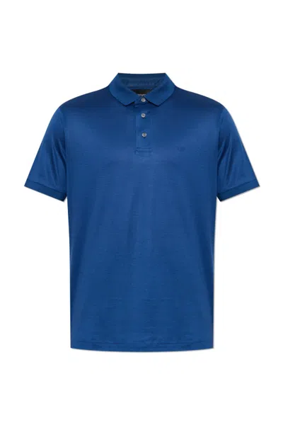 Emporio Armani Asv Jersey Polo Shirt In Blue