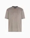 Emporio Armani Jersey T-shirt With All-over Jacquard Lettering In Brown