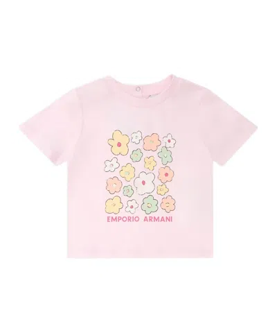 Emporio Armani Asv Jersey T-shirt With Logo Print In Pink