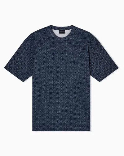 Emporio Armani Asv Jersey T-shirt With Majolica-effect Print In Blue