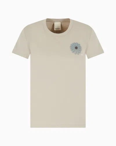 Emporio Armani Asv Jersey T-shirt With Oversized Print From The Peace Capsule Collection In Grey