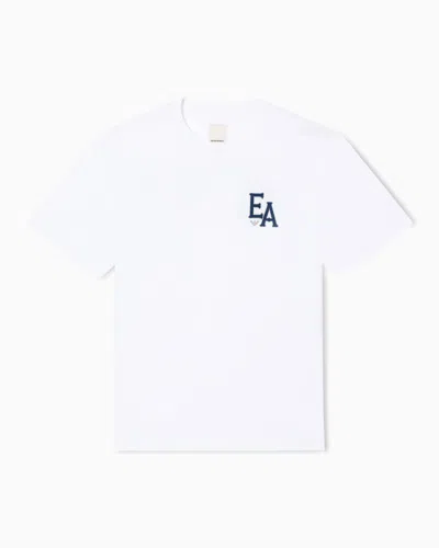 Emporio Armani Asv Jersey T-shirt With Oversized Print From The Peace Capsule Collection In White