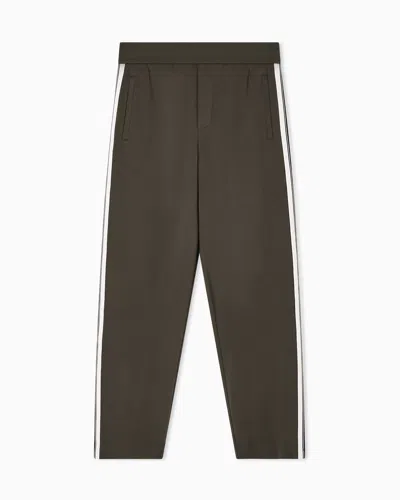 Emporio Armani Asv Jersey Trousers With Elasticated Waist And Contrasting Bands In Green