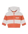 Emporio Armani Asv Jersey Zip-up Sweatshirt With A Striped Motif In Orange