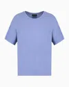 Emporio Armani Asv Jumper In Supima Jersey With Embossed Signature Logo Embroidery In Purple