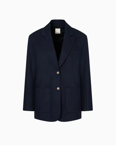 Emporio Armani Asv Lightweight Gabardine Blazer From The Peace Capsule Collection In Navy_blue