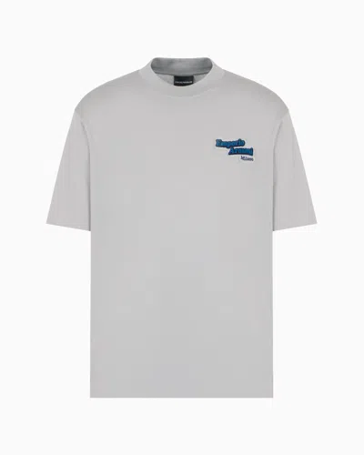 Emporio Armani Asv Lightweight Jersey T-shirt With Embossed Logo Patch In Gray
