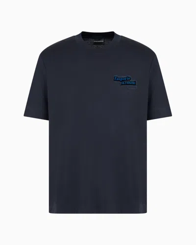 Emporio Armani Asv Lightweight Jersey T-shirt With Embossed Logo Patch In Black