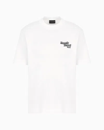 Emporio Armani Asv Lightweight Jersey T-shirt With Embossed Logo Patch In White