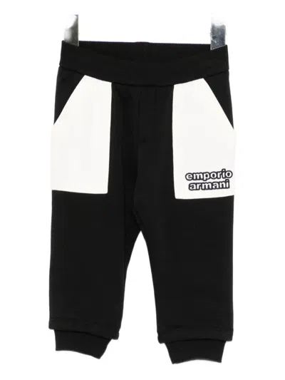 Emporio Armani Babies' Asv Logo-embroidered Trousers In Black
