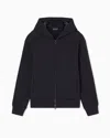 Emporio Armani Asv Lyocell-blend Bonded Jersey Zip-up Sweatshirt With Hood In Black