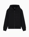 Emporio Armani Asv Lyocell-blend Bonded Jersey Zip-up Sweatshirt With Hood In Black