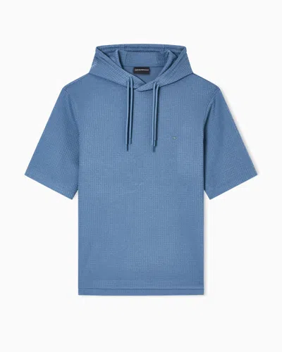 Emporio Armani Asv Lyocell-blend Jacquard Jersey Hooded Sweatshirt