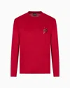 Emporio Armani Asv Lyocell Blend Jersey Jumper With Lunar New Year Embroidery In Red