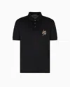 Emporio Armani Asv Lyocell Blend Jersey Polo Shirt With Lunar New Year Embroidery In Black