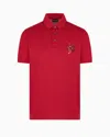 Emporio Armani Asv Lyocell Blend Jersey Polo Shirt With Lunar New Year Embroidery In Gray