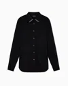 Emporio Armani Asv Lyocell-blend Jersey Shirt In Black