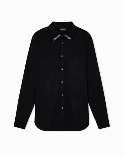 Emporio Armani Asv Lyocell-blend Jersey Shirt In Black