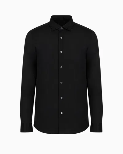 Emporio Armani Official Store Armani Sustainability Values Lyocell-blend Jersey Shirt In Black