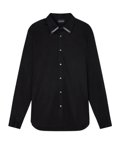EMPORIO ARMANI LOGO-PLAQUE LONG-SLEEVE SHIRT