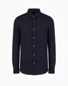 Emporio Armani Tencel-blend Shirt In Navy Blue