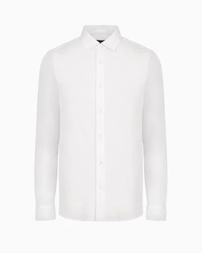 Emporio Armani Tencel-blend Jersey Shirt In White