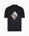 Emporio Armani Asv Lyocell-blend Jersey T-shirt With Abstract Print In Black