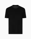 Emporio Armani Official Store Asv Lyocell-blend Jersey T-shirt With All-over Flocked Logo Lettering In Noir